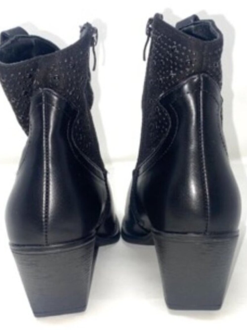 TOP MODA Elk-66 Women's Western Zipper Ankle Heel Bootie Black Size 6 - Picture 4 of 8